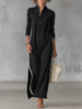 Maxi Sweatshirt Dress with Button-Down Collar for Women