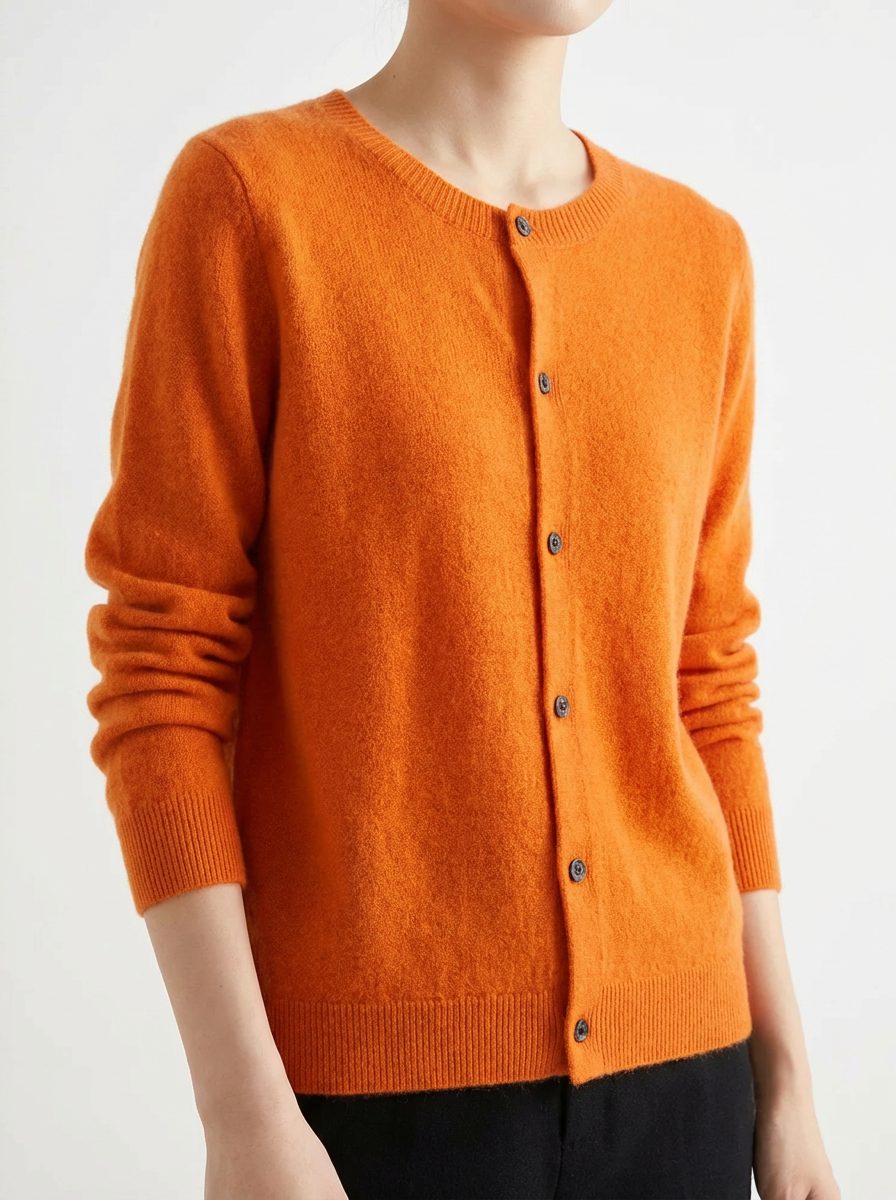Button-Down Merino Wool Cardigan with Raglan Sleeves for Women