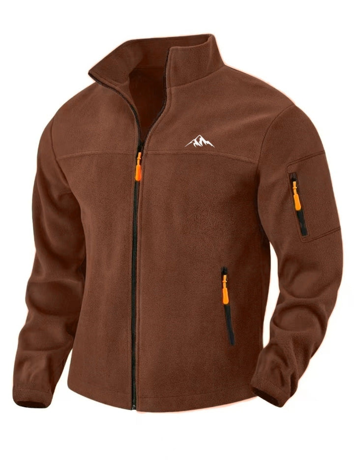 Men's Fleece Jacket with Stand-Up Collar, Windproof and with Stretch Fit