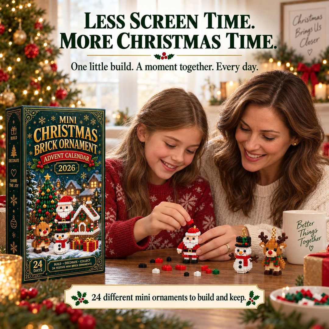 Mini Building Block Advent Calendar with 24 Christmas Kits to Build and Hang