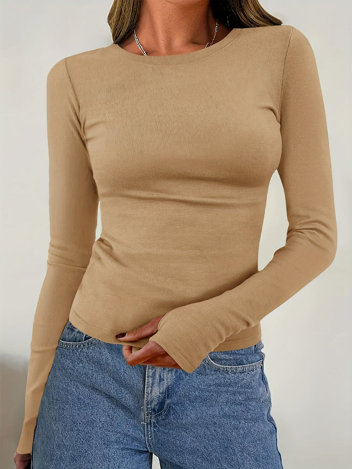 Women's Long-Sleeved Round-Neck Top for Fall & Winter – Vivienne