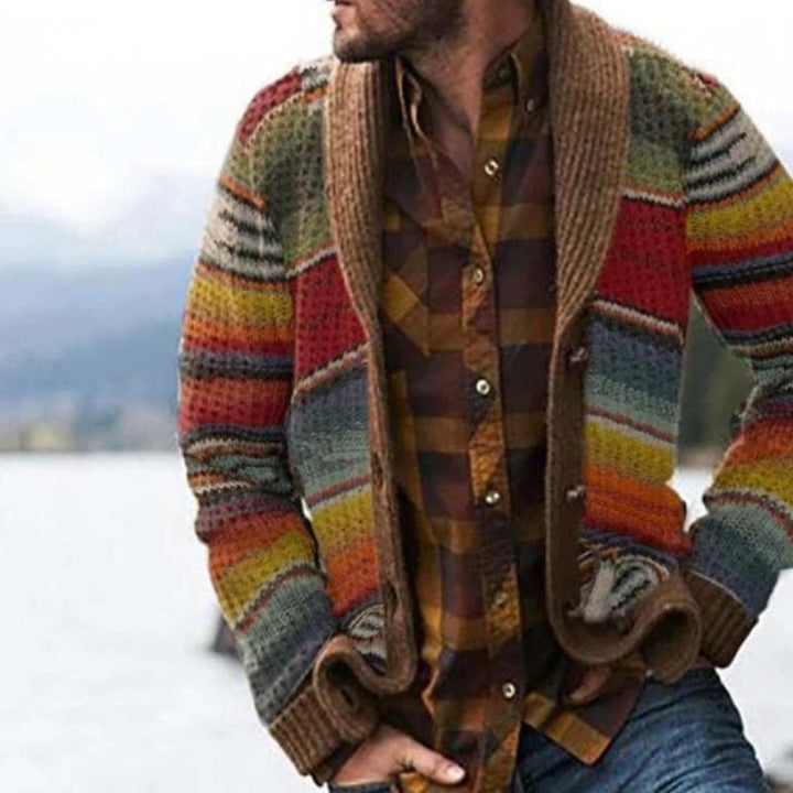 Men’s Striped Cardigan – Relaxed Knit with Colorful Flair