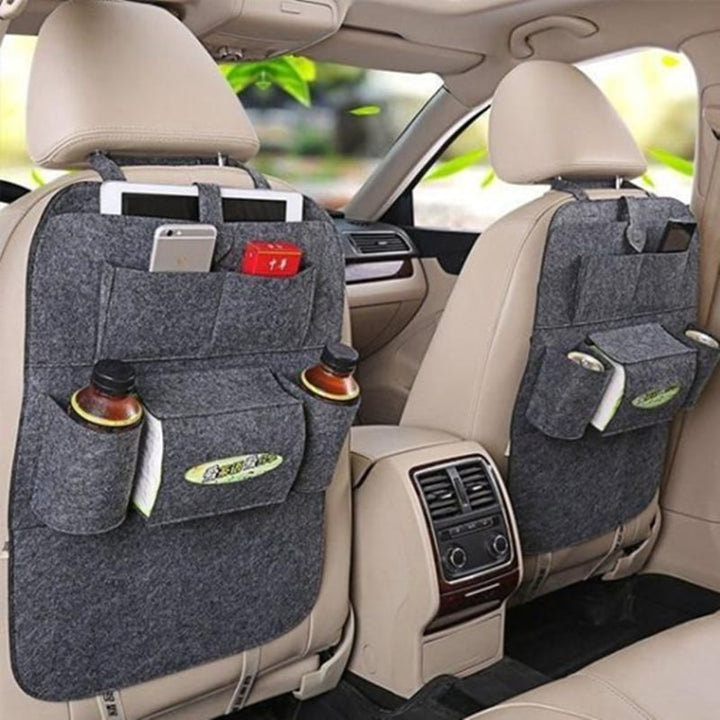 Car Seat Organizer with Backseat Storage Crevice Filler and Tissue Box Holder in Felt