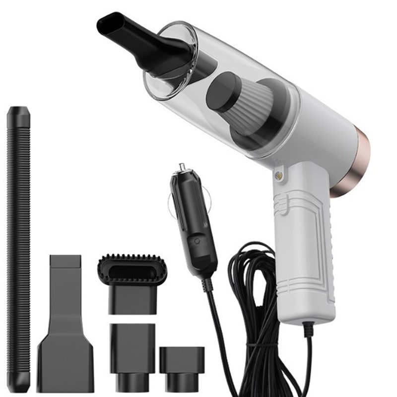 Car Vacuum Cleaner Handheld with 12v Corded Power and Crevice Brush Attachments
