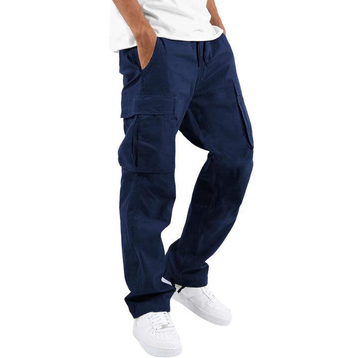 Men's Cargo Pants with Multiple Pockets and Adjustable Waist