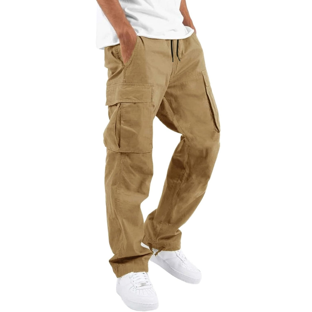 Men's Cargo Pants with Multiple Pockets and Adjustable Waist