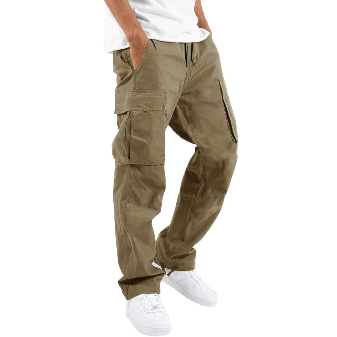 Men's Cargo Pants with Multiple Pockets and Adjustable Waist