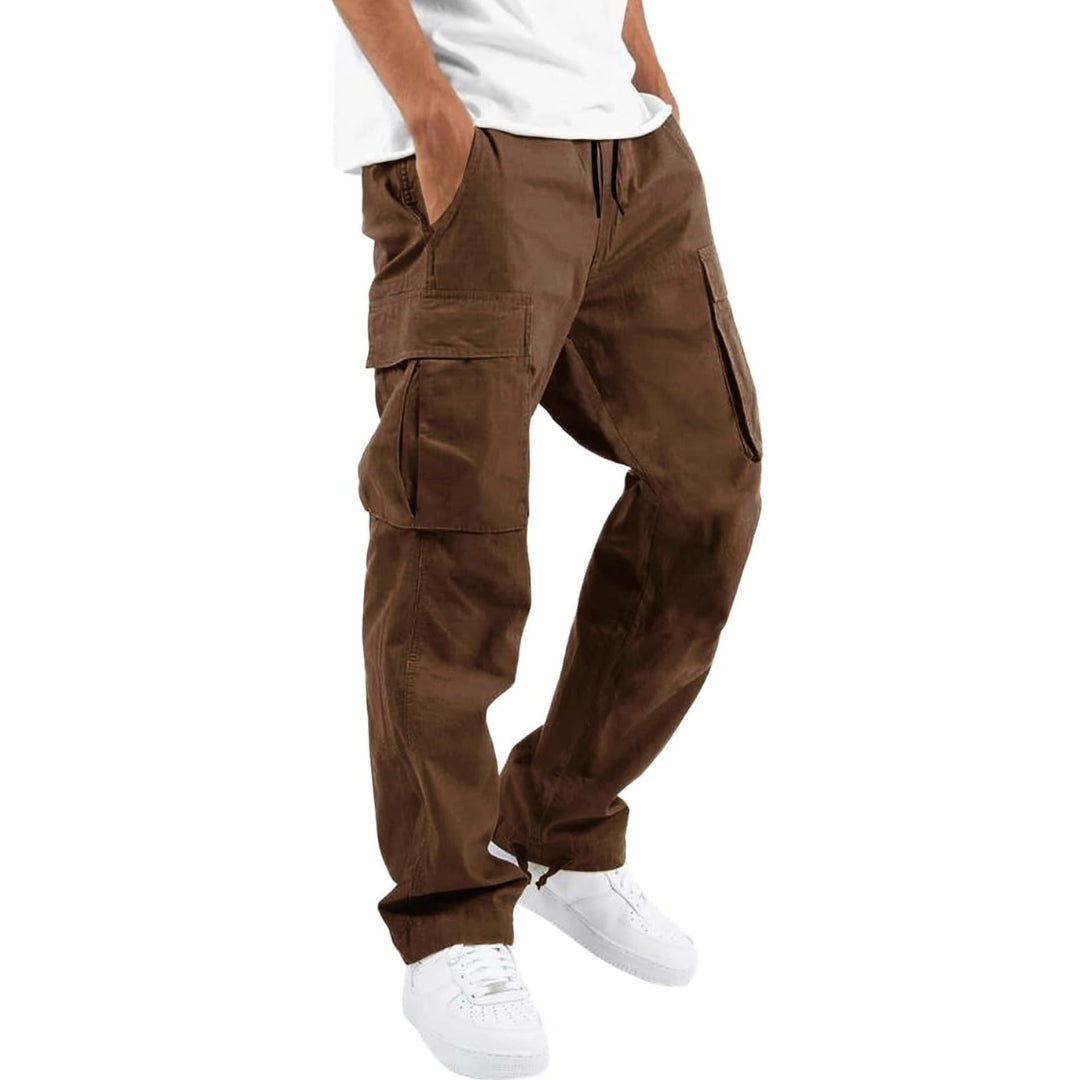 Men's Cargo Pants with Multiple Pockets and Adjustable Waist