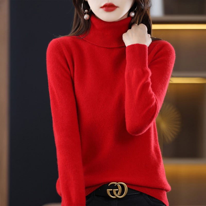 Cashmere Knit Slim Fit Turtleneck Sweater for Women