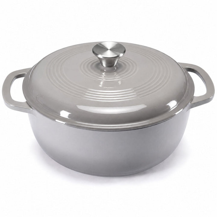 Cast Iron Dutch Oven Pot for Bread Baking and Braising with Dual Handles 6 Quart