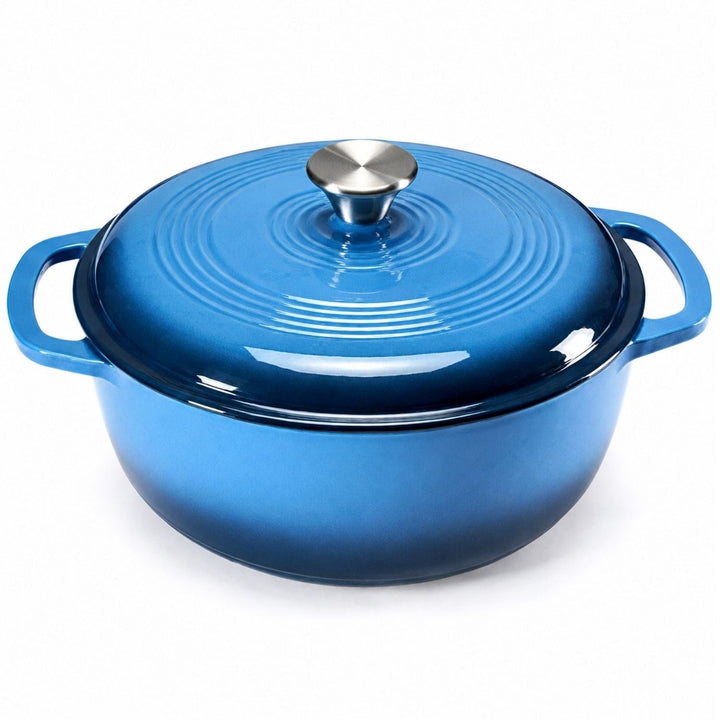 Cast Iron Dutch Oven Pot for Bread Baking and Braising with Dual Handles 6 Quart