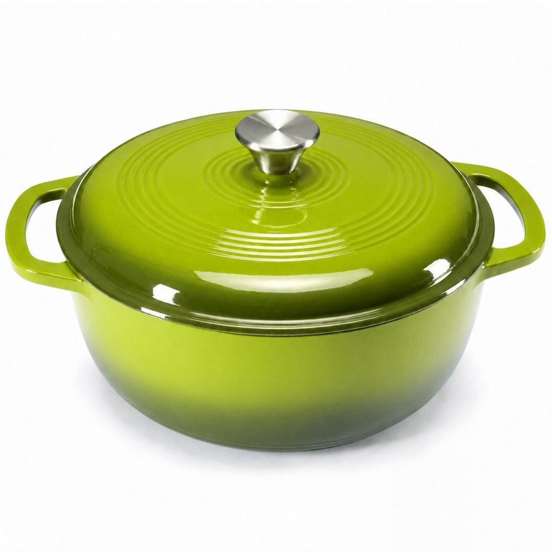 Cast Iron Dutch Oven Pot for Bread Baking and Braising with Dual Handles 6 Quart