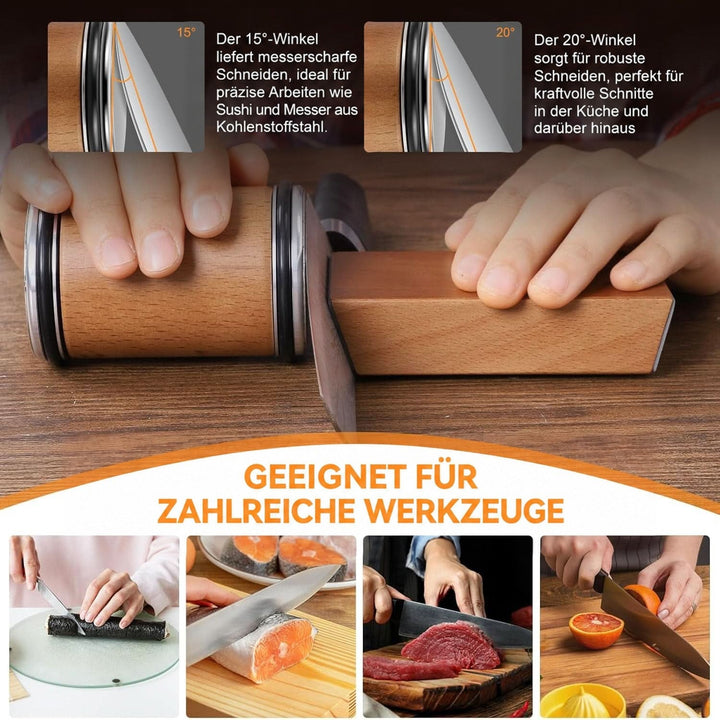 Professional Rolling Knife Sharpener with Diamond-Coated Wheel and Magnetic Angle Guide