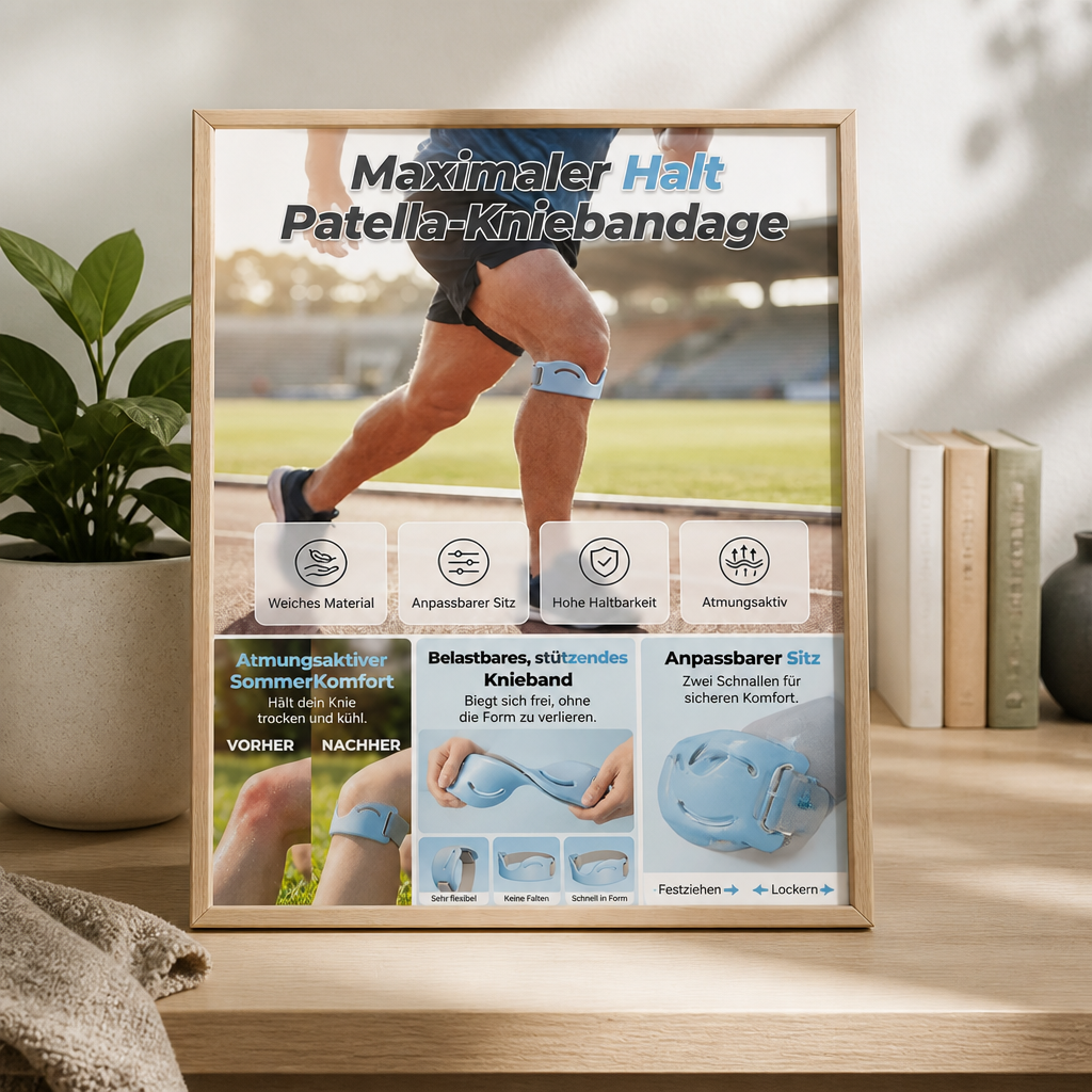 Adjustable Knee Support Strap with Silicone Pad and Dual Buckles, Breathable