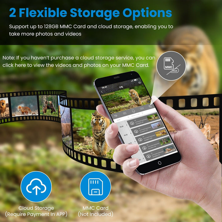 Cellular Trail Wildlife Camera with Solar Panel 4K Night Vision and Wireless Cell Connection