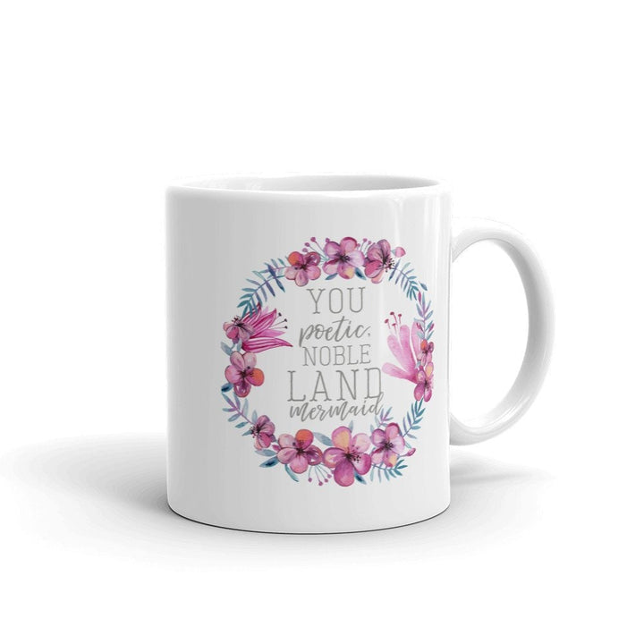 Ceramic Coffee Mug with Floral Wreath Design Reusable