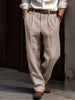Men's Pleated Pants - Relaxed Fit Cotton Pants Elasticated Waist