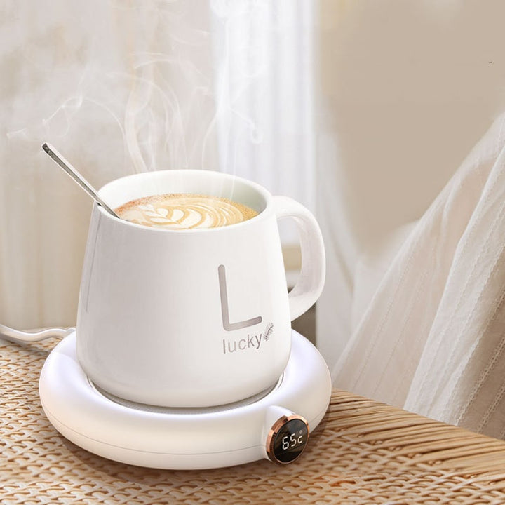 Coffee Mug Warmer and Cup with Digital Temperature Display and Heating Plate for Desk