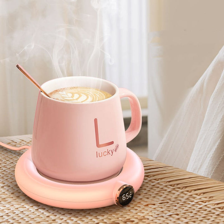 Coffee Mug Warmer and Cup with Digital Temperature Display and Heating Plate for Desk