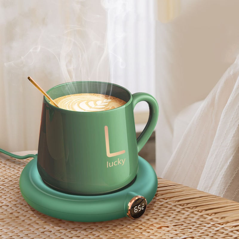Coffee Mug Warmer and Cup with Digital Temperature Display and Heating Plate for Desk
