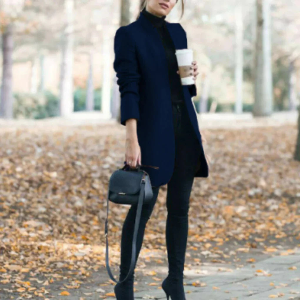 Women’s Stand-Collar Winter Coat – Elegant Over-Layer with Classic Warmth