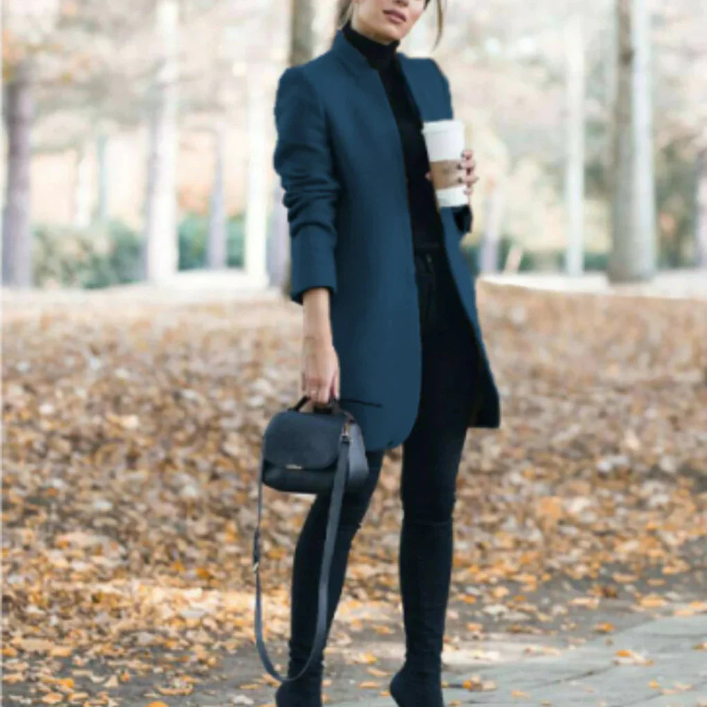 Women’s Stand-Collar Winter Coat – Elegant Over-Layer with Classic Warmth