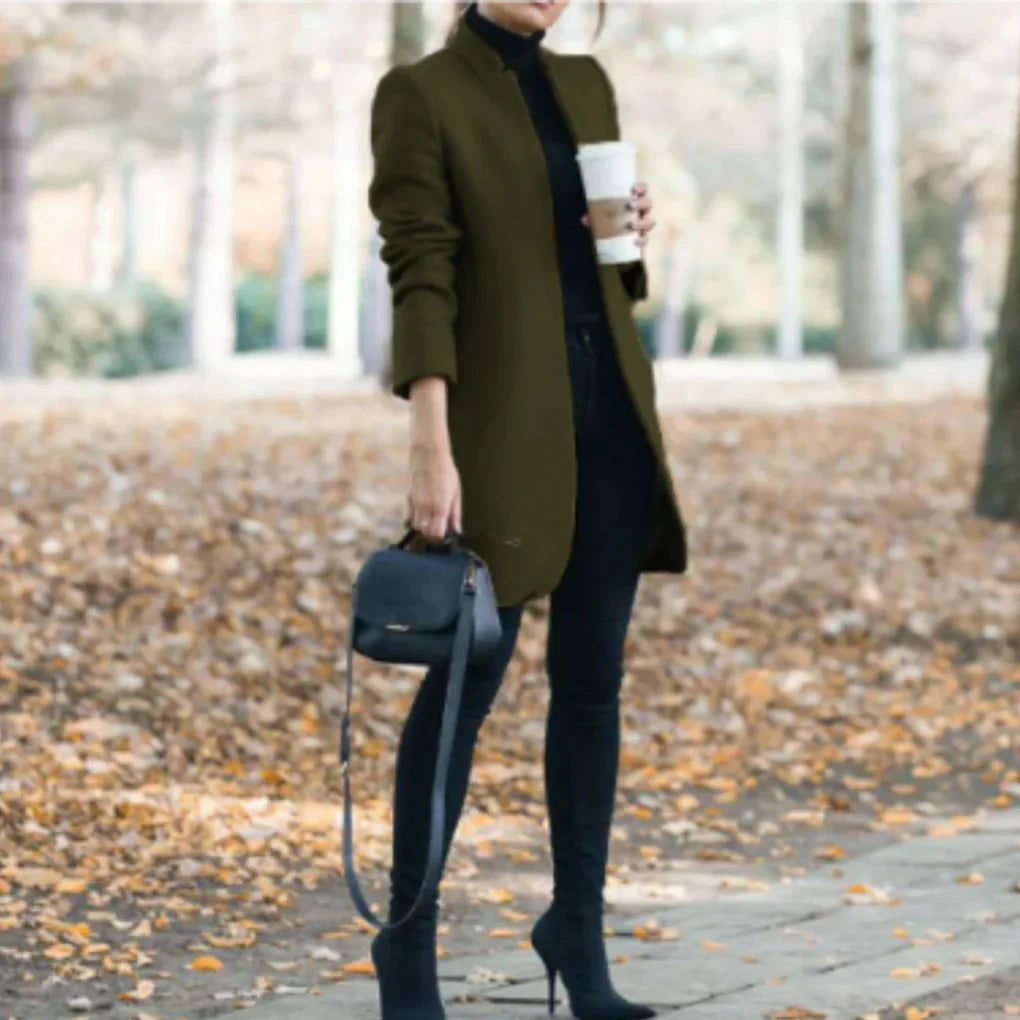Women’s Stand-Collar Winter Coat – Elegant Over-Layer with Classic Warmth