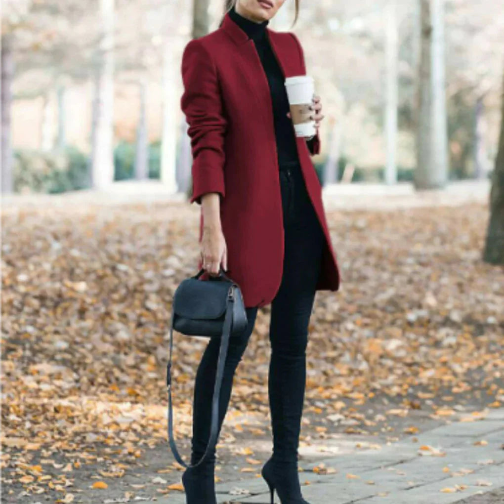 Women’s Stand-Collar Winter Coat – Elegant Over-Layer with Classic Warmth