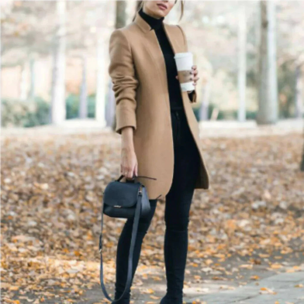 Women’s Stand-Collar Winter Coat – Elegant Over-Layer with Classic Warmth