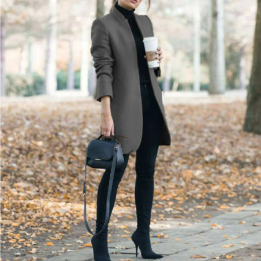Women’s Stand-Collar Winter Coat – Elegant Over-Layer with Classic Warmth