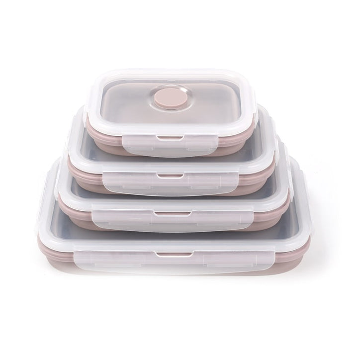 Collapsible Airtight Food Storage Containers with Silicone Lids and Lunch Prep Design