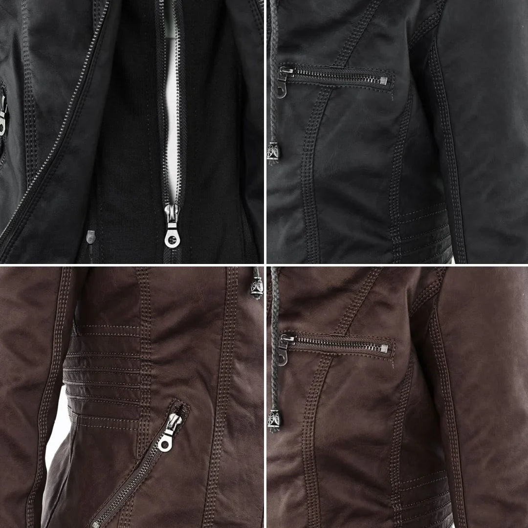 Zip-Up Hooded Jacket With Zippered Pockets