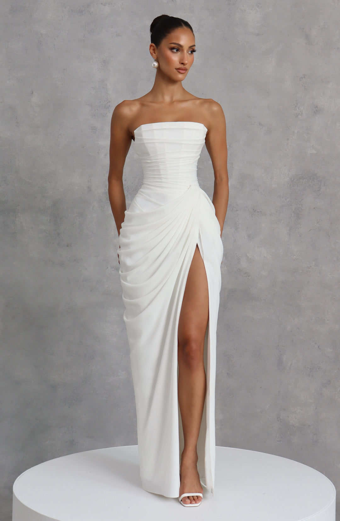 Lois strapless corset maxi dress with high slit