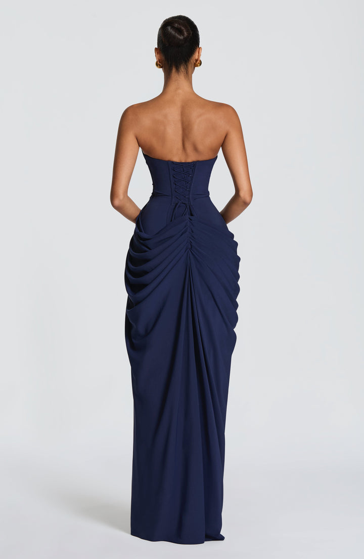 Lois strapless corset maxi dress with high slit