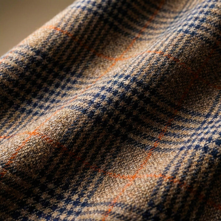 Men's Blazer Checked Wool Blend with Notch Lapels