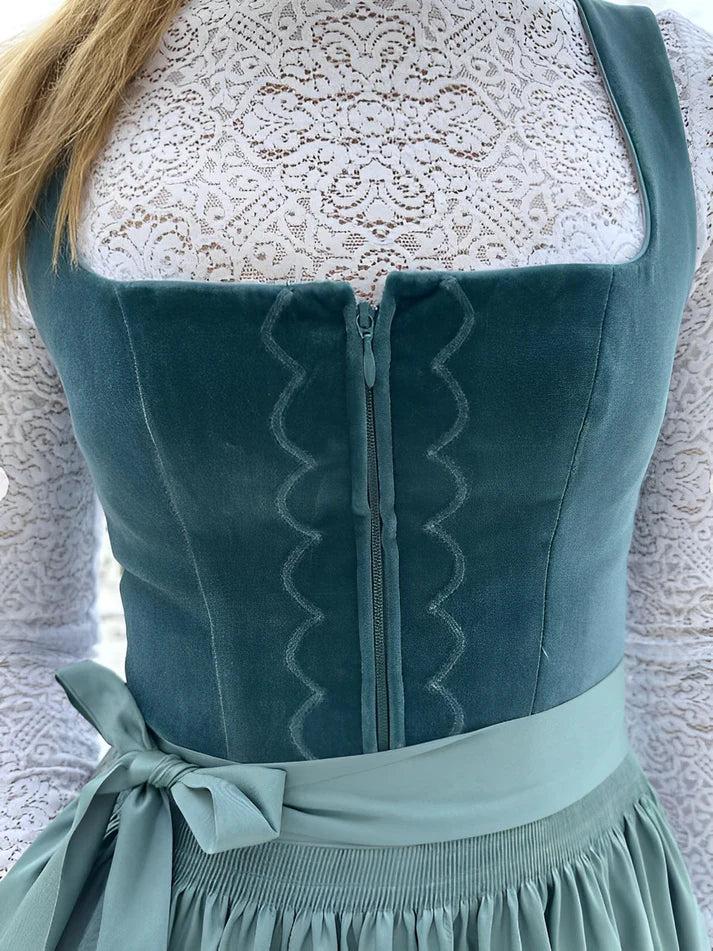 Women's Traditional Midi Dirndl Dress with Apron
