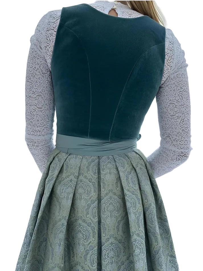 Ladies' Traditional Midi Dirndl Dress with Apron