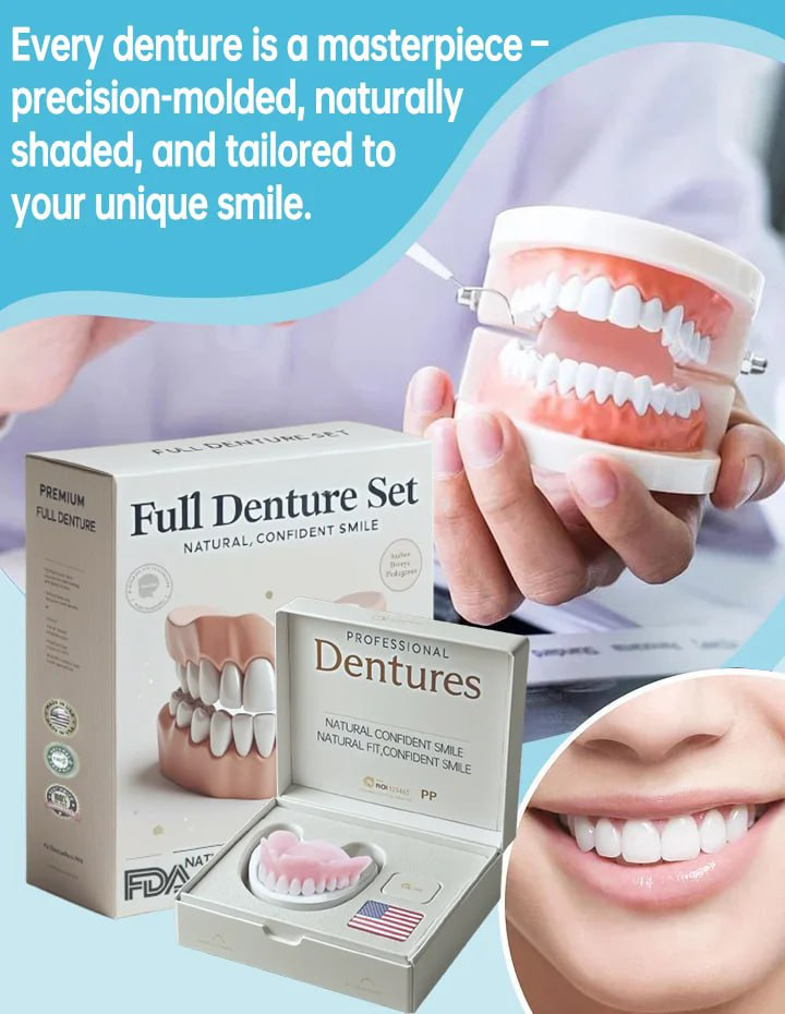 Flexible denture set for upper and lower jaw – reusable & customizable