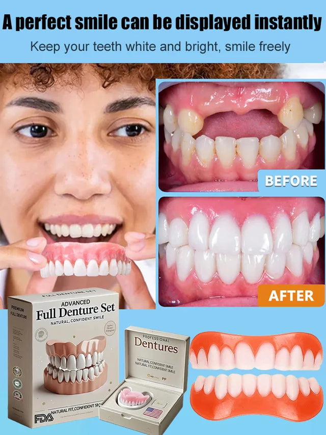 Flexible denture set for upper and lower jaw – reusable & customizable