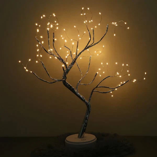 Desk Lamp Bonsai Tree with Flexible Branches and Warm White LED Lights Mid Century Modern