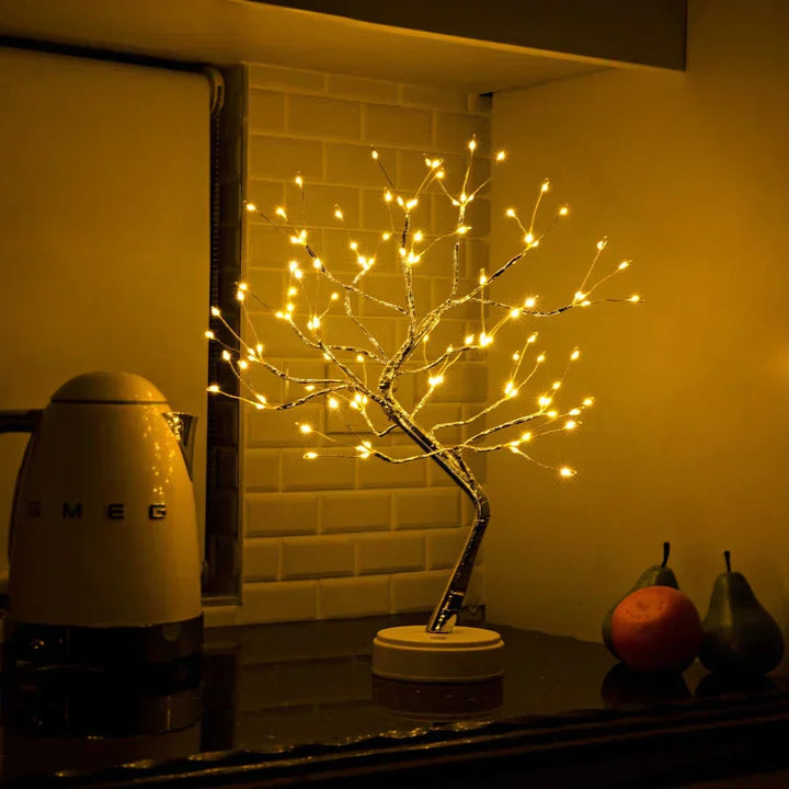 Desk Lamp Bonsai Tree with Flexible Branches and Warm White LED Lights Mid Century Modern