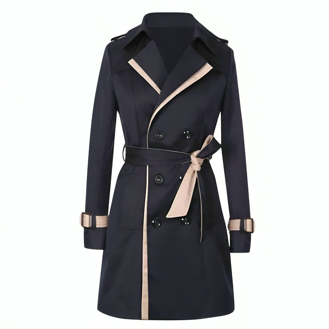 Double-Breasted Trench Coat with Notch Lapel for Women