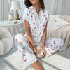 Playful Women's Pyjama Set with Cherries and Lace - Marla