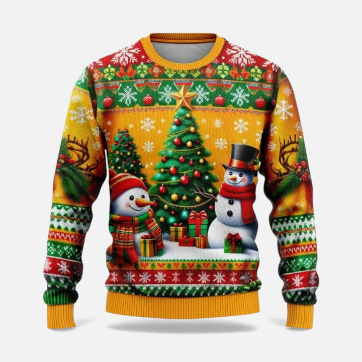 Men's Christmas Sweater with Winter Landscape Print