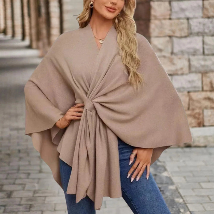 Draped Poncho with Front Knot for Women