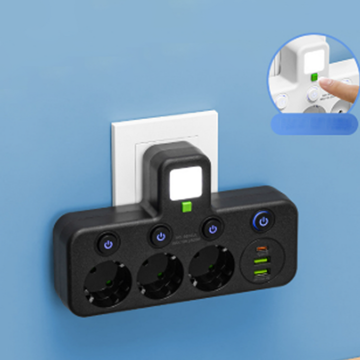 Power Strip with USB and Switches | Multi-Outlet Surge Protector 2500 W