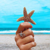 Elegant starfish ring in silver with gold accents