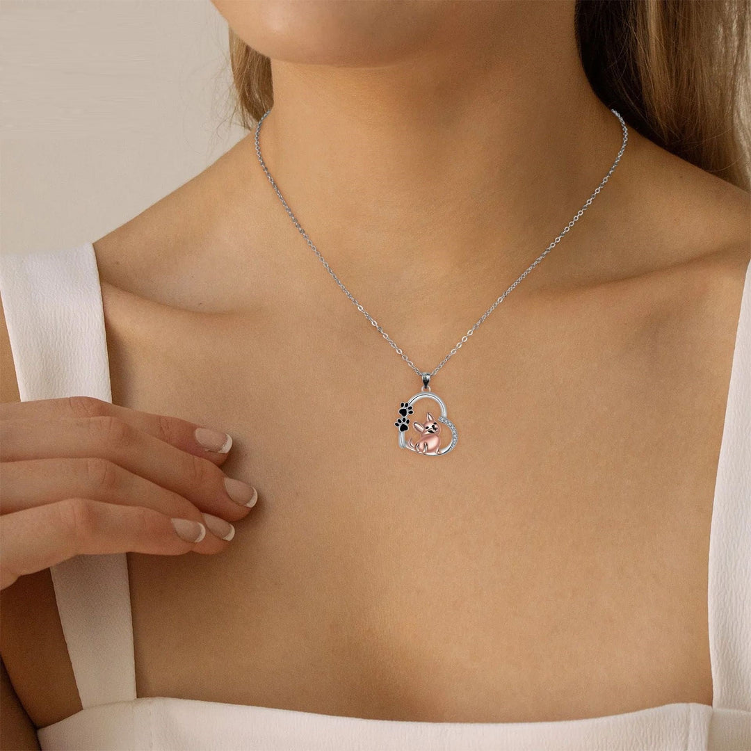 Cute Heart-Shaped Dog Pendant Necklace