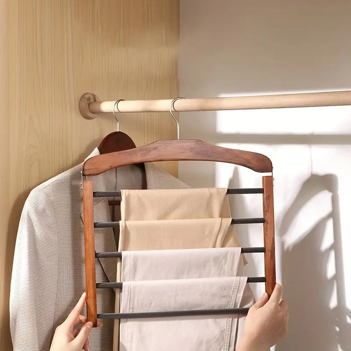 SpaceSaver - Multifunctional Wooden Hangers for Pants and Clothing