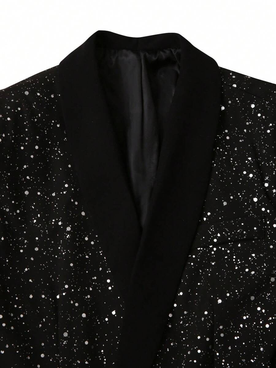 Men's Glitter Suit Jacket and Pants - Black